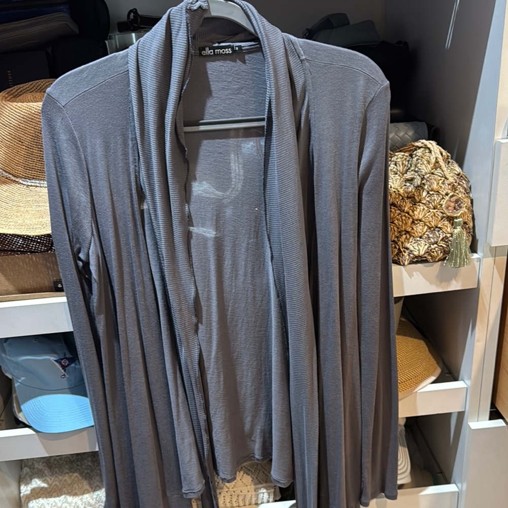 Ella Moss Gray Open Front Cardigan